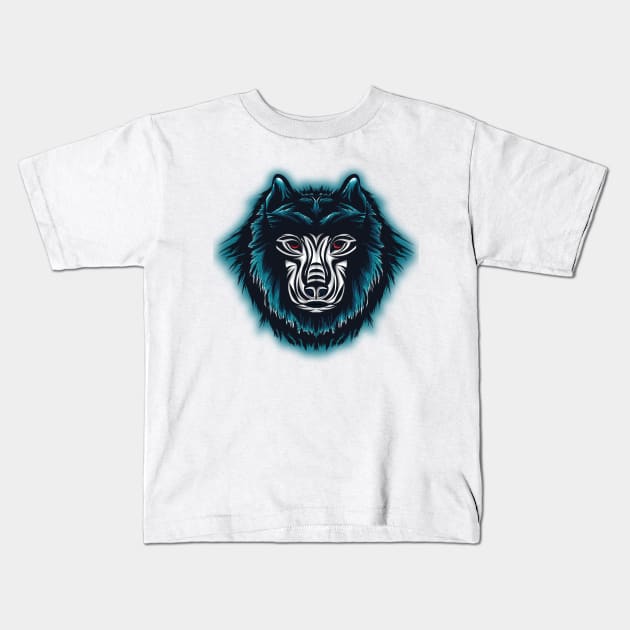 Wolf Head Mascot Style Kids T-Shirt by Mako Design 